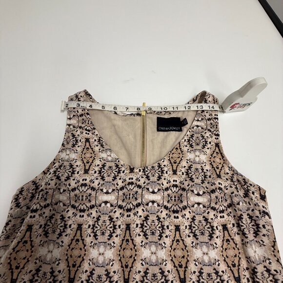 NWOT Cynthia Rowley Beige Black Gold Patterned Sleeveless Sheath Dress – Size 4 - Picture 4 of 7